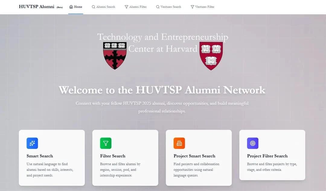 HUVTSP (student-led) Alumni Search Engine
