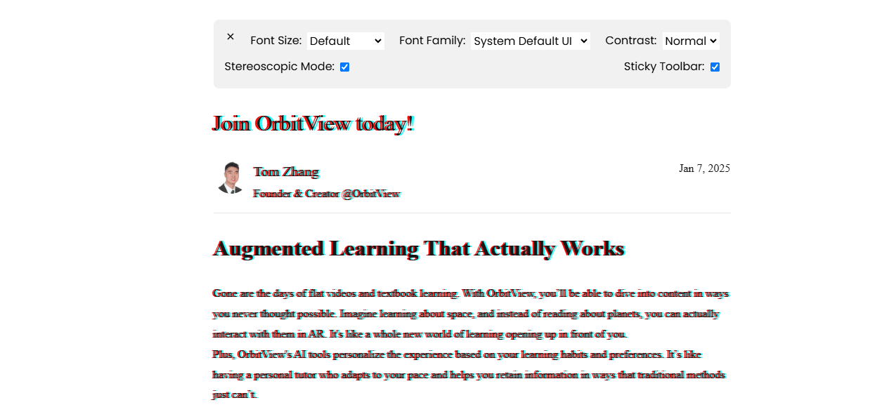 OrbitView Immersive Reader (failed)